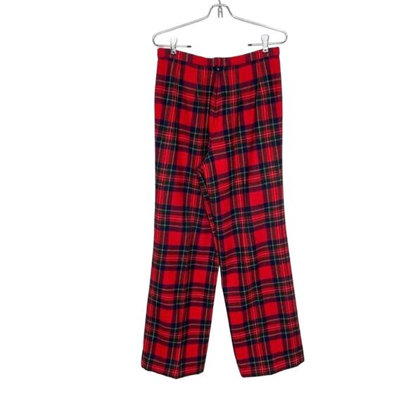 Vintage 70s Pendleton Women Sz S Red Tartan Plaid Wool Wide Leg High Rise Pants - Picture 12 of 12